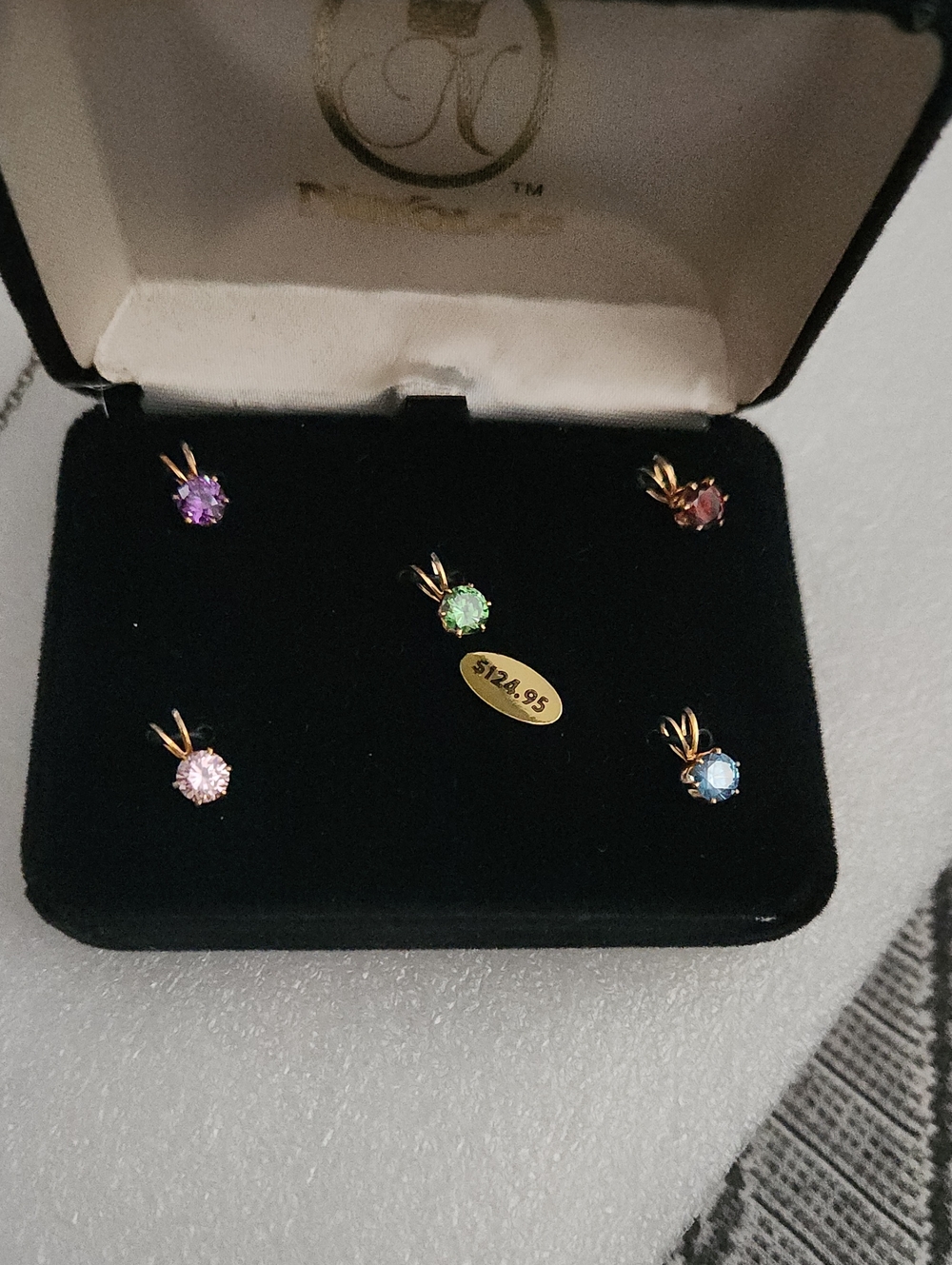 Gold-Plated Multi-Color Cubic Zirconia Pendant Set - Women Jewelry